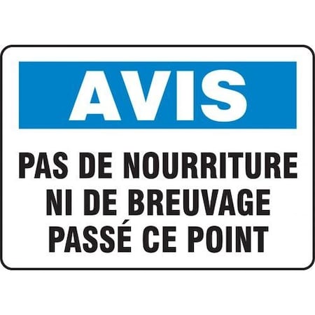 BILINGUAL FRENCH SIGN  NO FOOD OR FRMHSK843VS